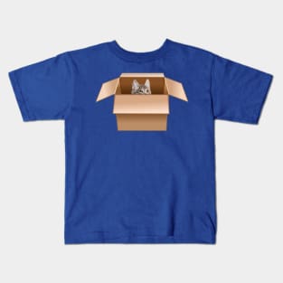 Tabby Kitten Peeking from Cardboard Box Kids T-Shirt